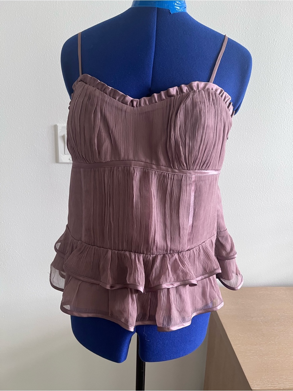 To the Max Mauve Ruched Ruffle Camisole Size 12